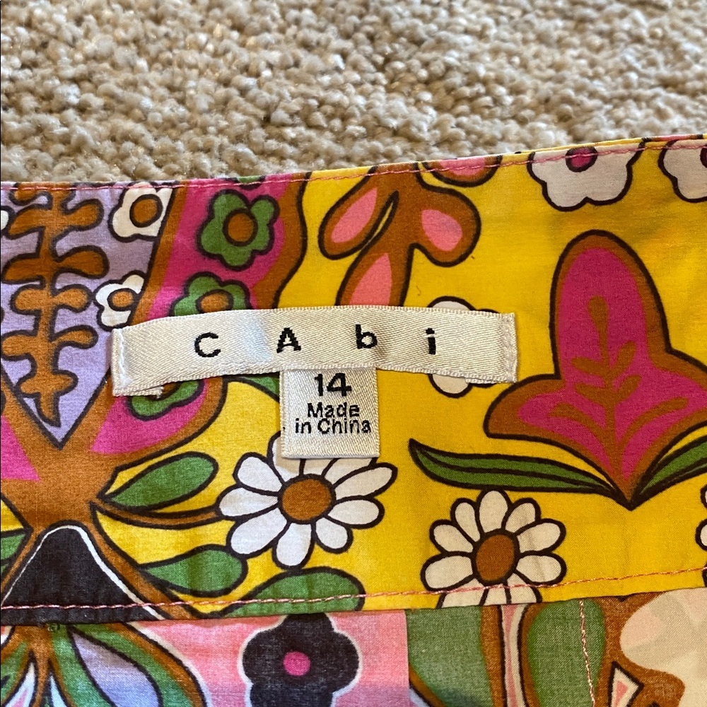 CAbi 14 Ashbury Hippie Floral Boho Pleat Mini Cotton Skirt w Pockets Cotton - Picture 7 of 10